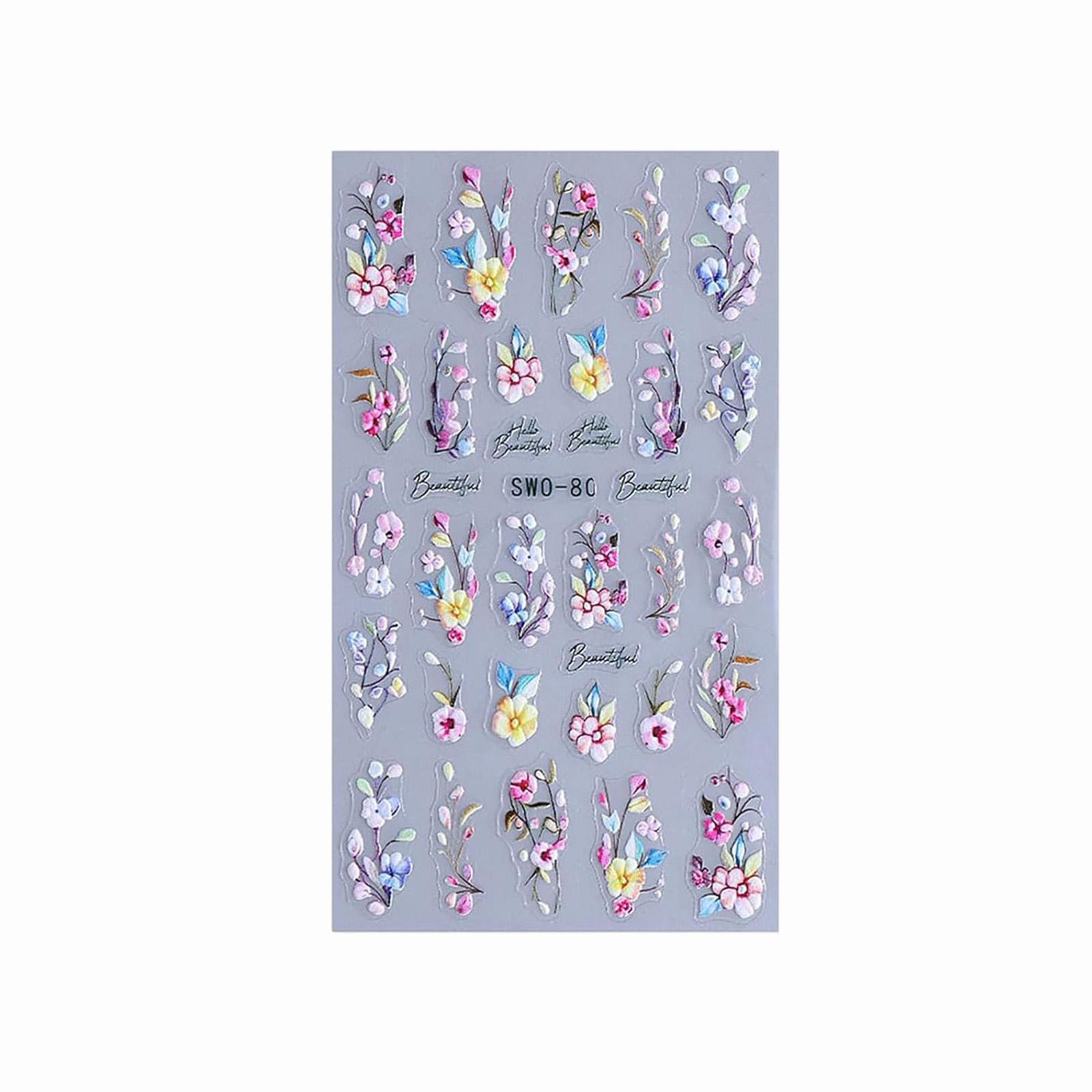 

Spring Summer Easter Relief Flower Stickers Nail Stickers Nail Stickers One Size
