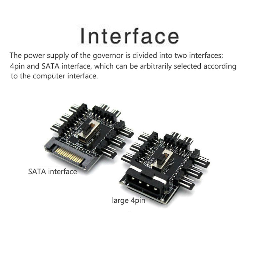 Fan 3Pin 12V Splitter Adapter 4PIN SATA Cooling Fan Hub PC Fan Hub Speed Controller Splitter