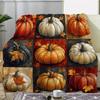Autumn Harvest Pumpkin Print Flannel Throw Blanket Soft Warm Bed Sofa Cover, Decorative Fall Leaf Plaid Pattern Fleece Rug for Living Room Bedroom