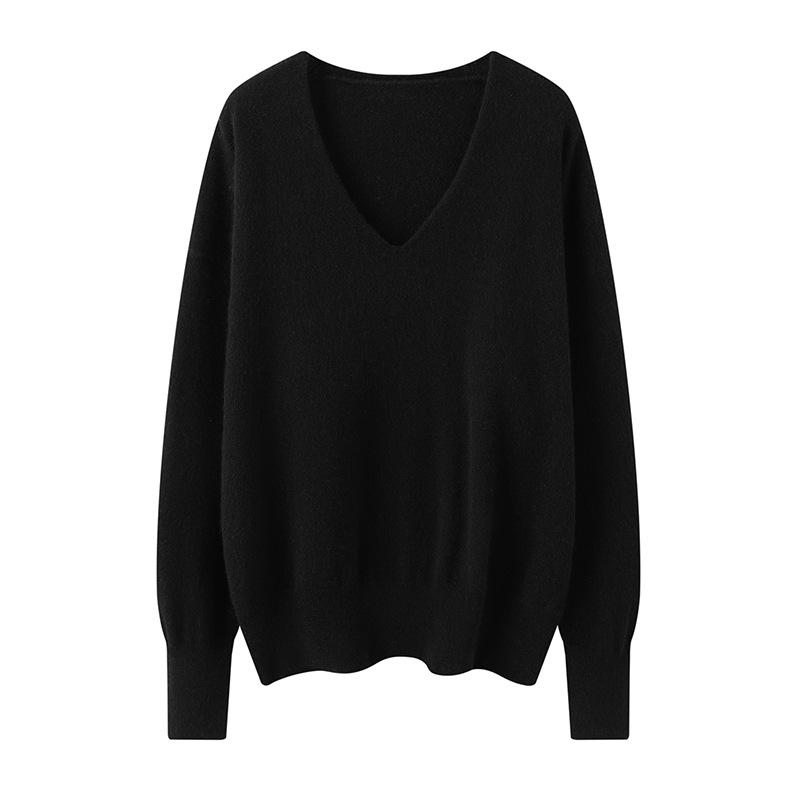 Autumn And Winter New V-Neck Cashmere Shirt Women'S Pullover Knitted Bottoming Shirt Women'S Fashion Versatile Sweater Women