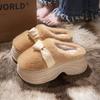 Fuzzy Home Slippers for Women Chunky Platform Cozy Faux Fur House Shoes Women's Winter Warm Non-Slip Memory Foam Slippers for Indoor and Outdoor