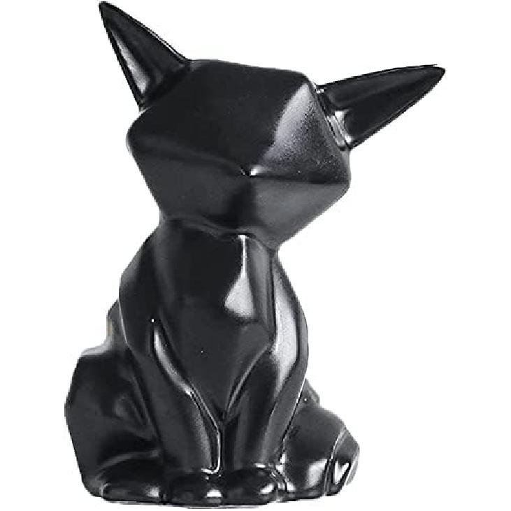 Ceramic Cat Figurine Loving Cat Statue Cat Desk Decoration for Home Office Table Desktop Ornaments - Black, S