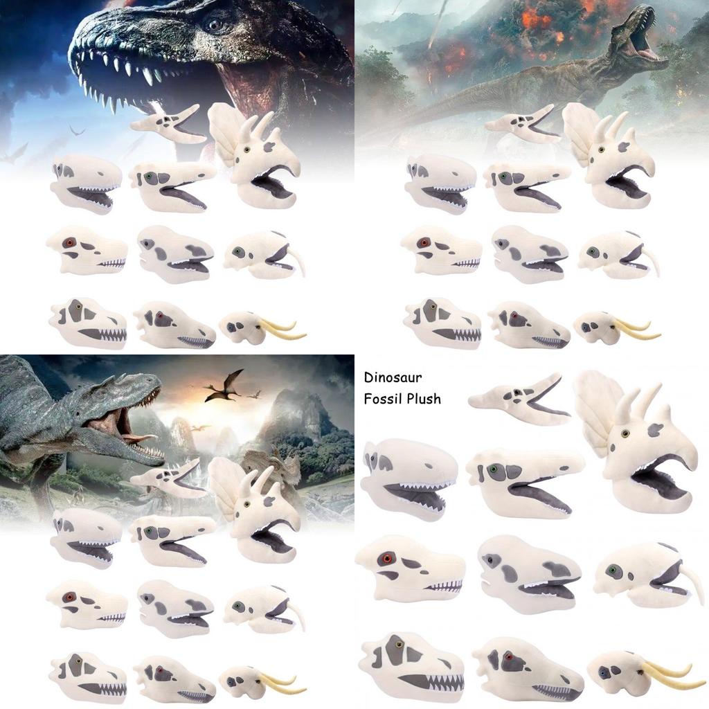 Plyšová lebka Triceratopse Fuzzy Fossils Útulný polštářek ve tvaru hlavy dinosaura Pro děti a sběratele