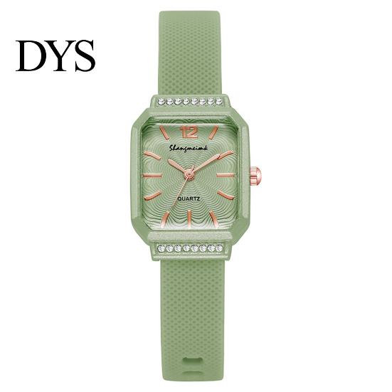 Fashionable Women Watch Silicone Square Dial Quartz Wristwatch Rhinestone Minimalist Ladies Timepiece Dress for Casual Formal Office Party Dating