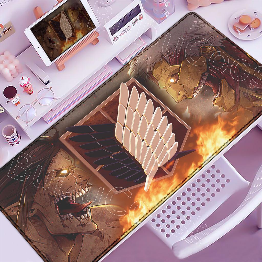 New Cool Anime Attack On Titan Large Mouse Pad Computer Non-slip Mousepad XXL 900x400mm Gaming Laptop Keyboard Mouse Mats Carpet