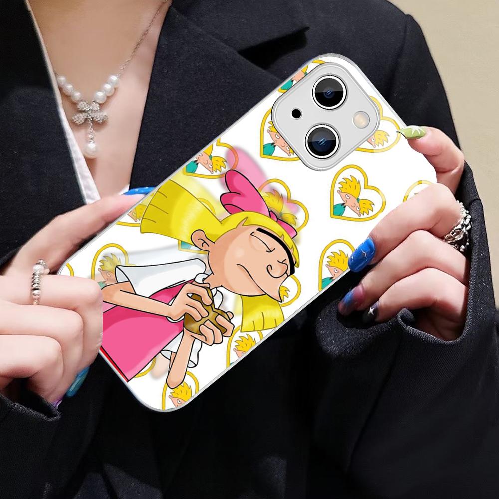 Hey A_Arnolds Cartoon Phone Case For IPhone 14 13 12 Mini 11 Pro XS Max X XR 14 Plus Tempered Glass Cover