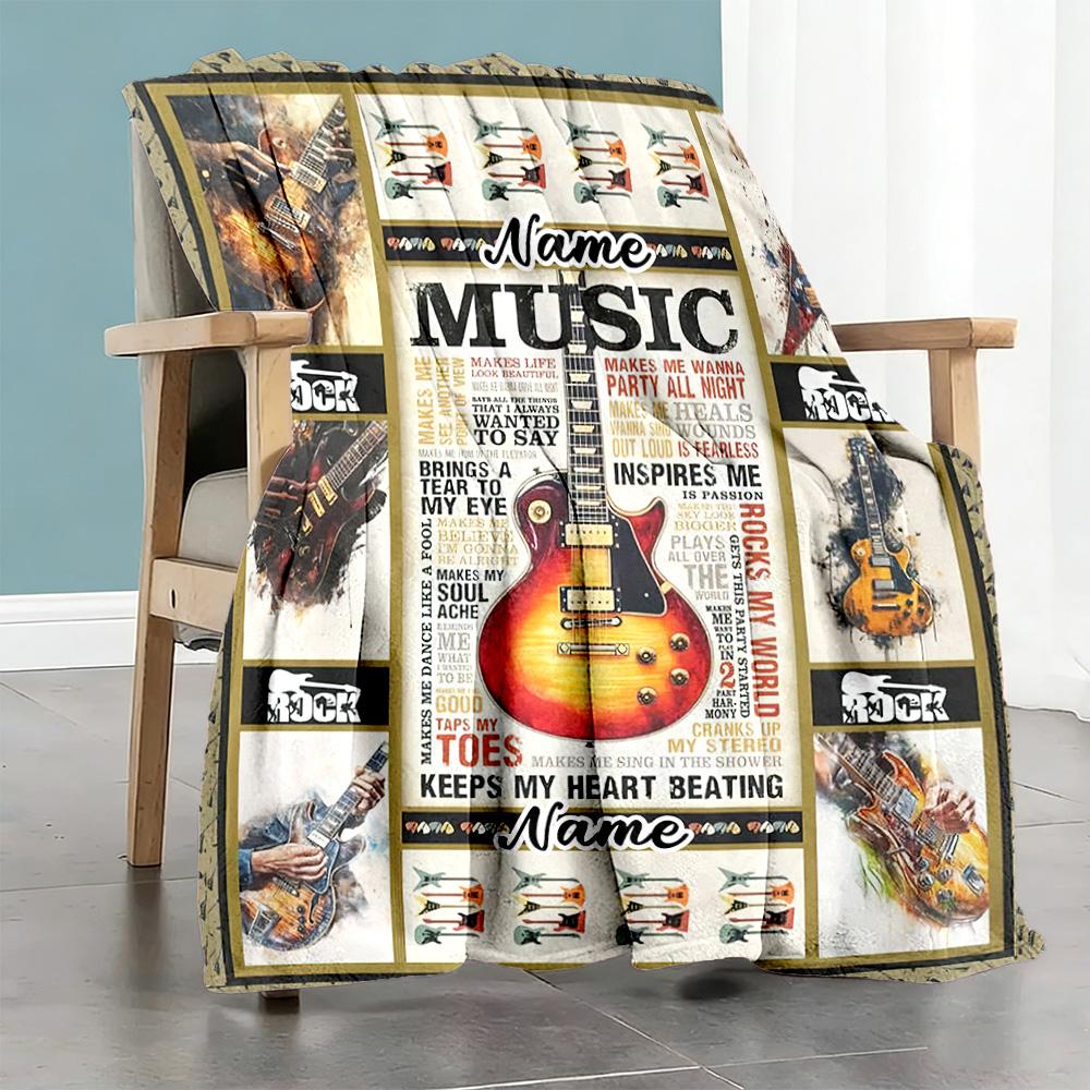 Love Music33 Personalized Text Blanket Multi-purpose Personalized Blanket Soft & Cozy Perfect for Bedding Office Chair Home Decor for All Occasions