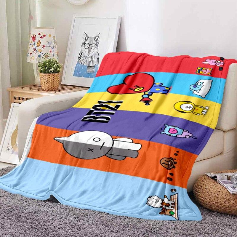 2022 Kreslená deka bt21 Měkké fleecové deky Deky Home Dekor Ložnice Obývací pokoj PohovkaDigital potištěné deky na cesty