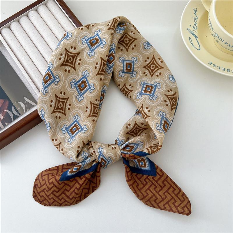 Cotton Linen Print Square Scarves Neckerchief Kerchief Headscarf Women Decorative Scarf Bandanas Headband 65cm Neck Wraps Shawls