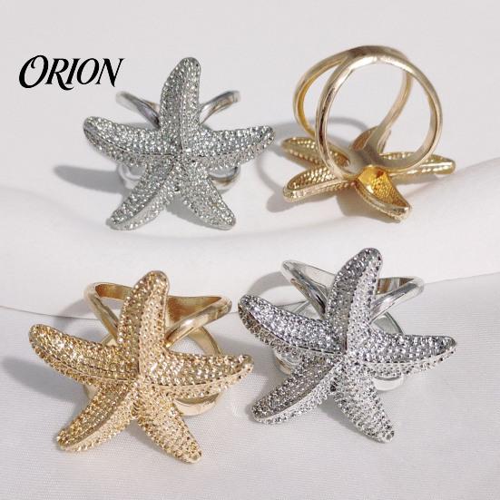 Stylish Gift for Her Starfish Alloy Scarf Buckle, Multi-functional Elegant Ring, Unique Pin Bohemian Ocean Theme Clothing Accessories Daily
