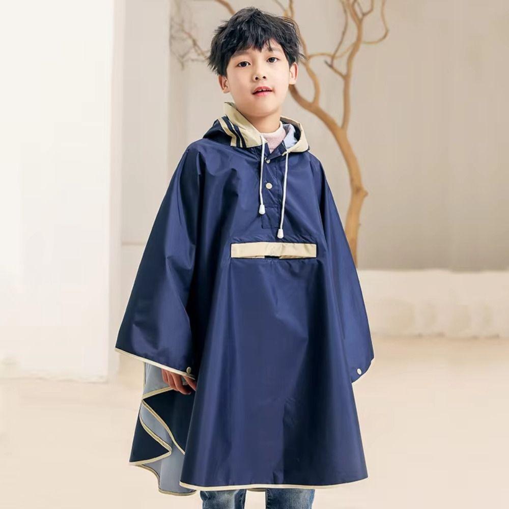 Windproof Cloak-style Raincoat Breathable School Rain Gear Students Rain Jacket Boys and Girls