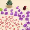 40PCS Tiny Purple Alphabet Number Cutter Set, DIY Baking Tool Symbol Fondant Cake Decorative Printing Mold, Alphanumeric Plastic Biscuit Mold