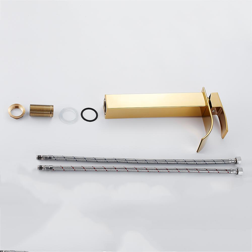 New Basin Faucets Gold Brass Faucet Square Bathroom Sink Faucet Single Handle Deck Mounted Toilet Hot And Cold Mixer Water Tap