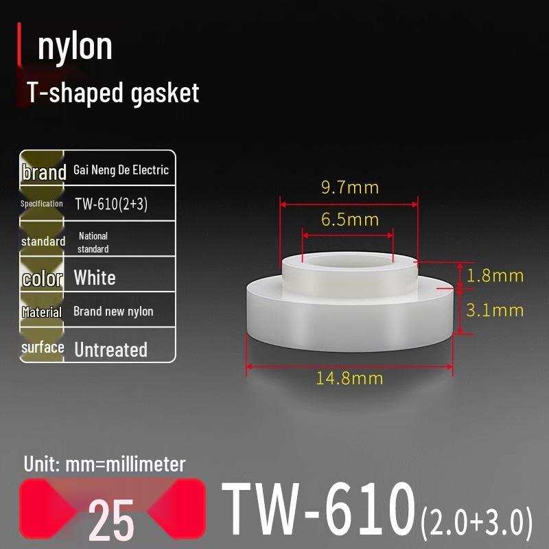 T-shaped Nylon Gasket Ring Screw Shaft Sleeve, Round Concave-Convex Insulation Pad, M2-M35