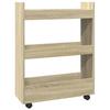 Narrow Storage Trolley 3 Tier Sonoma Oak Effect Wood Based Material