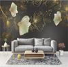Modern Light Luxury Wallpaper for Living Room Golden Line Flower Nordic TV Sofa Background Wall Paper Home Decor Mural