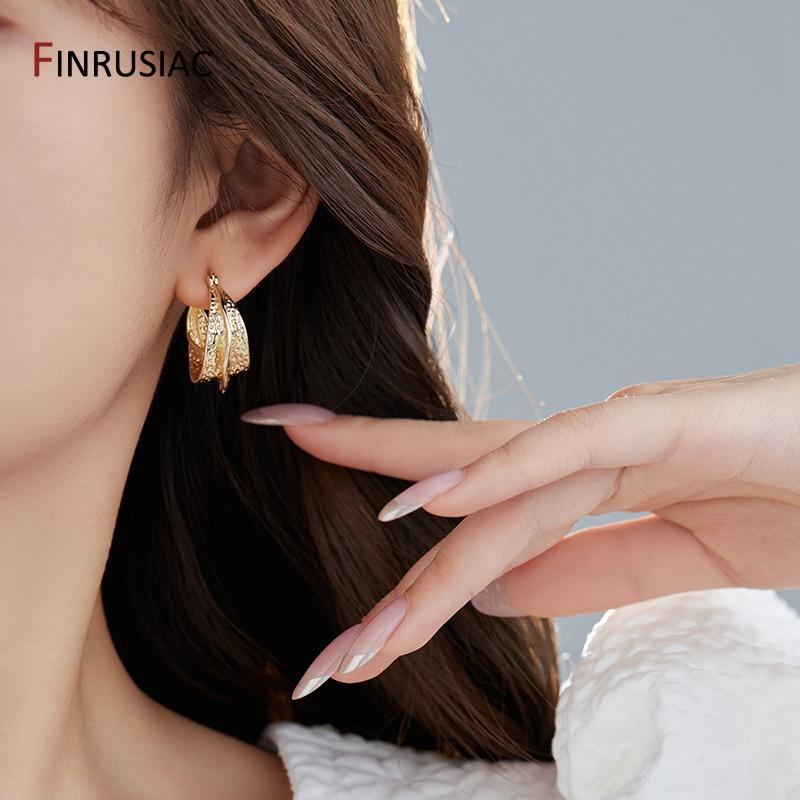 New Vintage Chunky Round Earrings For Women 14K Gold Plated Brass Twisted Hoop Earring Statement Wedding Party Jewelry Gift