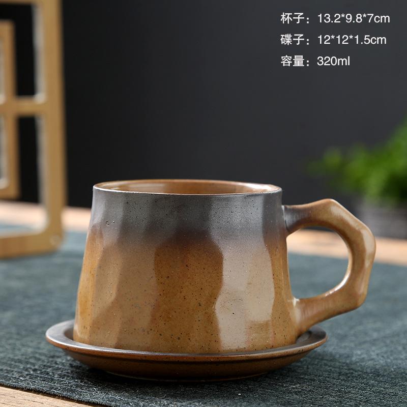 Japanese Ceramic Coffee Mug and Saucers Set Vintage Breakfast Oat Mug Creative Afternoon Camellia Flower Tea Cup Home Water Cup