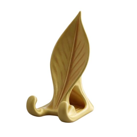 Leaf Shape Desk Ornament Shaped Phone Stand, 3D Printed Mobile Holder with Double Small Stand for Home Hook Support, Creative Hands Free Video Cradle,