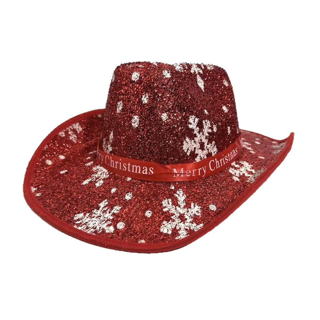 Halloween Christmas Composite Cowboy Hat, Christmas Snowflake Party Western Cowboy Hat