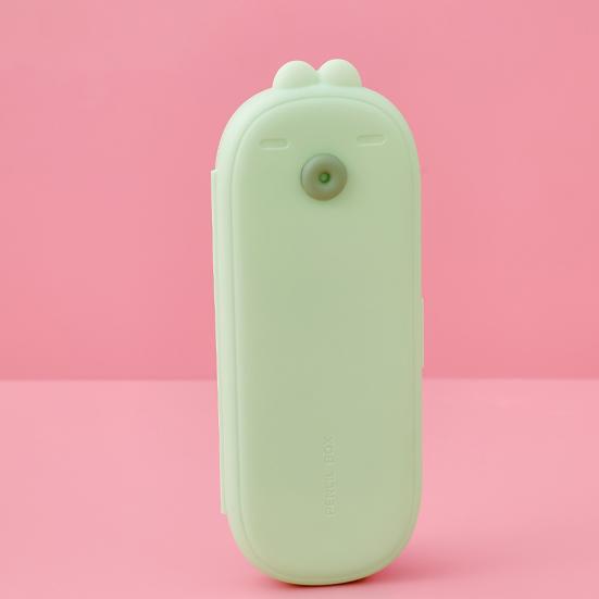 Stationery Pen Box Bunny Shape Design Sealed Snap Closure Large Capacity Pencil Case Food-Grade Silicone Soft Silicone Pen Holder School Supplies