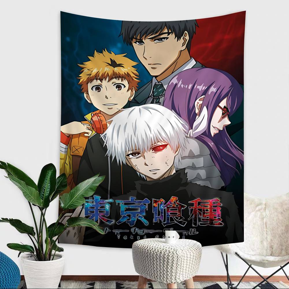 

Tokyo TTokyo GGhoul ClassicGhoul Anime Tapestry Hanging Tarot Hippie Wall Rugs Dorm Wall Hanging Sheets 74x94cm(29x37in)