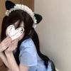 Cute Cat Ear Headband Girls Lolita Style Hair Accessory Handmade Fabric Hairband In Black White