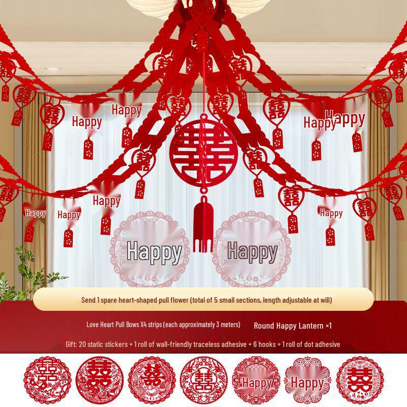 Complete Wedding Decoration Set: Bride's Room, Groom's New Home & Living Room Ceiling