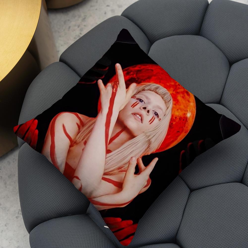 A-Aurora Aksnes Singer Cushion Cover Reversible Plush Pillow Cover – For car, sofa, bedroom, perfect as a gift.