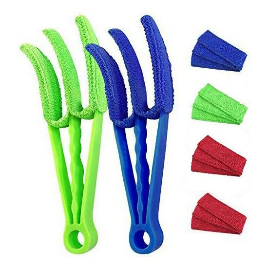 Removable Washable Dusting and Slit Cleaning Brush Set for Air Conditioner Vents, Blinds, and Windows