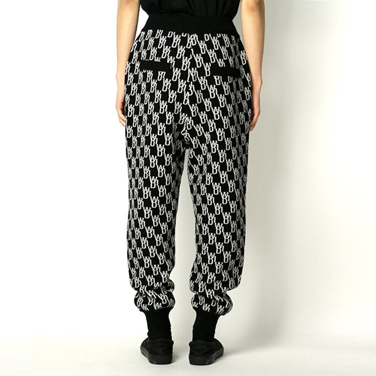 WE11DONE Black Logo Knit Jacquard Trousers Black Unisex Bottoms WD-KP9-20-102-U-BK