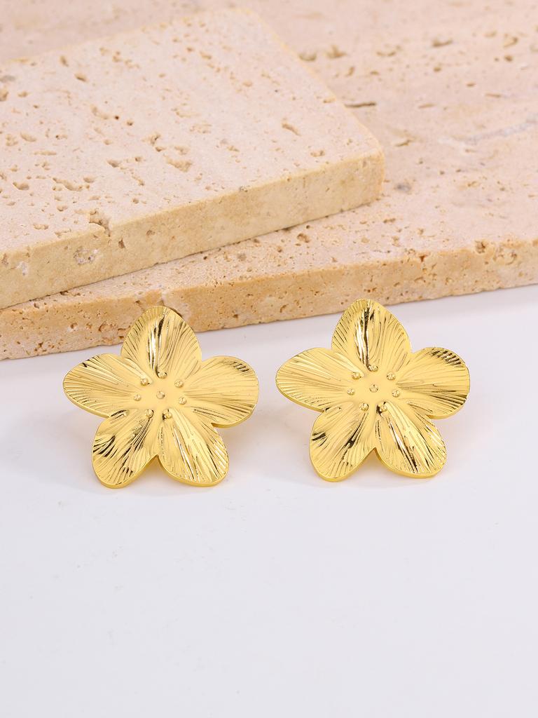 European and American Simple Stainless Steel Petal Earrings, Summer Flower Earrings, New Chinese Stud Earrings