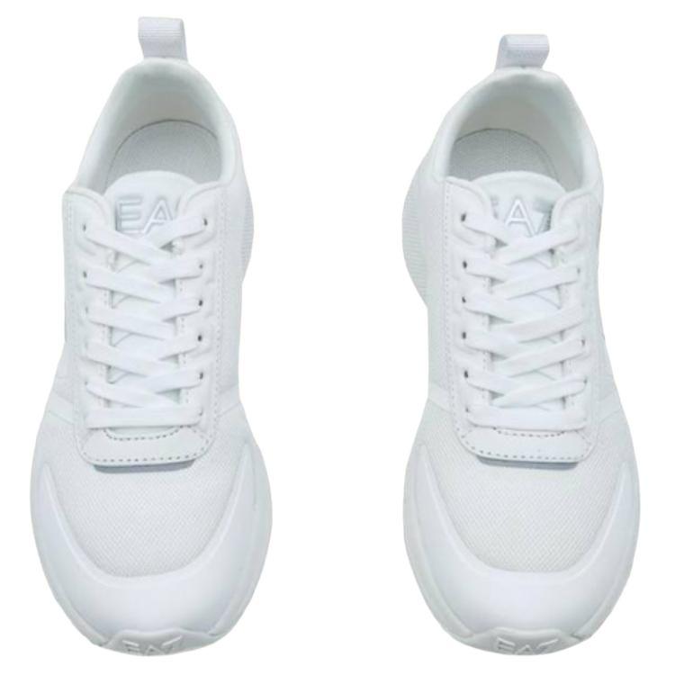 Emporio Armani EA7 Fabric Logo Print Low-Top Slip-Resistant Sports Casual Shoes Unisex Sneaker White X8X125XK303M696