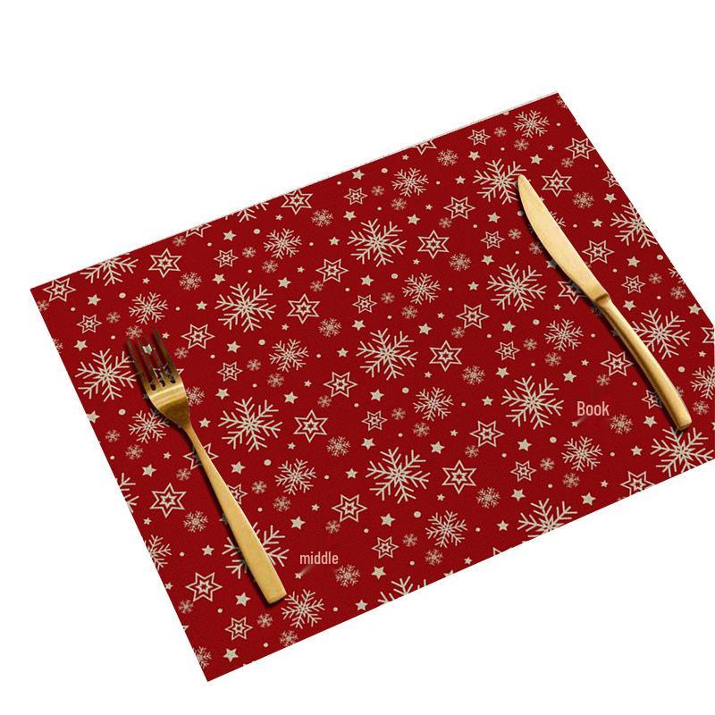Christmas Digital Print Heat-Resistant Linen Placemat: European and American Birthday Party Table Decor