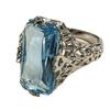Retro Unique Square Crystal Hollow Carved Silver Color Ring for Women New Luxury Temperament Ladies Party Premium Gift Jewelry
