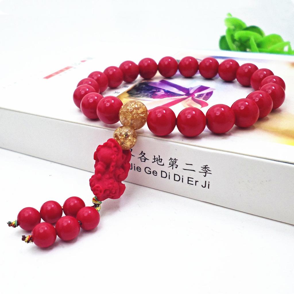 Cinnabar Cherry Pixiu Bracelet Birthday Red Cinnabar Bracelet Single Circle Women's DIY Jewelry Accessories Giveaway