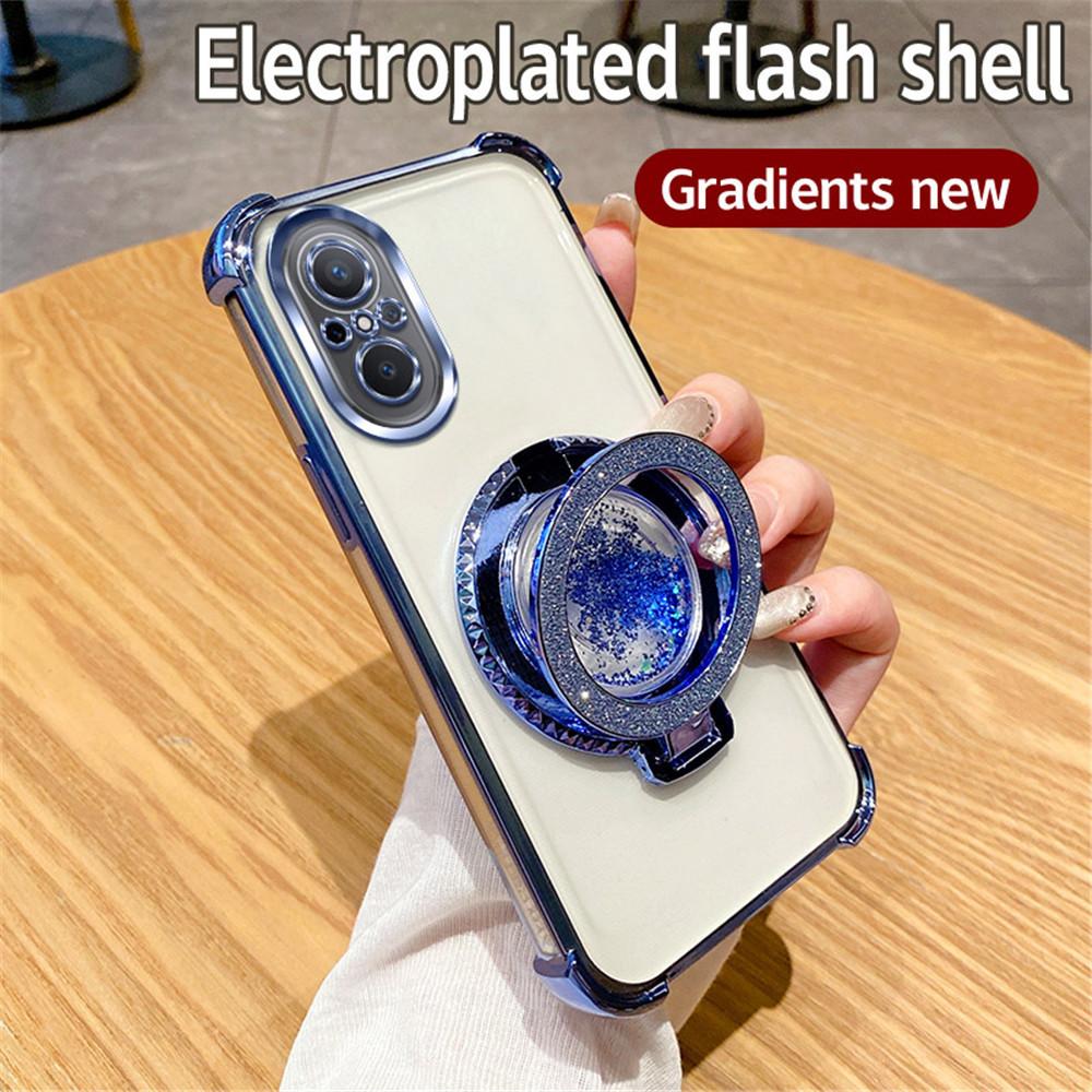 Magnetic Quicksand Bracket Phone Case For Huawei Nova 10 Pro 12 11 10 7 9 8 Pro SE Gradient Glitter Stand Shockproof Soft Cover