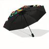 1pc Cat Mandala Automatic Folding Umbrella, 8-Rib Sturdy Canopy, Portable Travel Umbrella for Outdoor Use,105