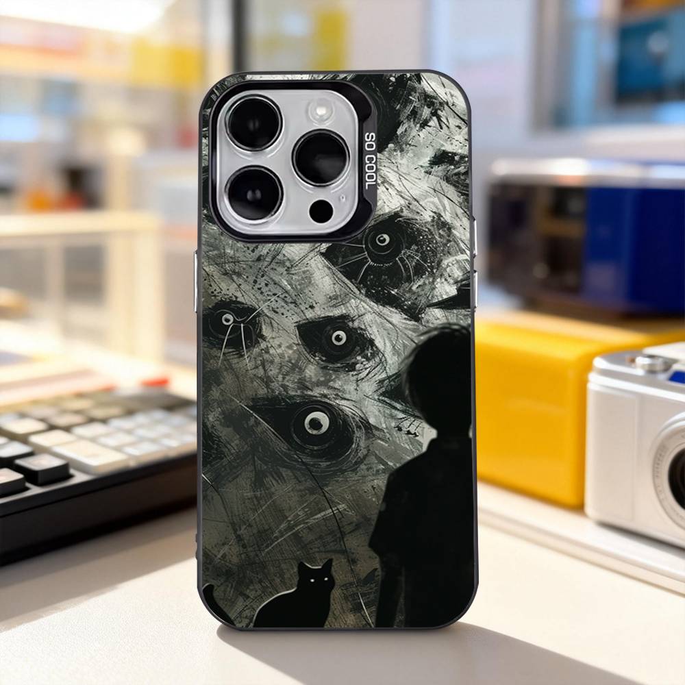 Horror Scary Face Eyes Phone Case For iPhone 11,12,13,14,15,16,17,Pro,Max,Plus,E,Air,Mini IMD Matte Black
