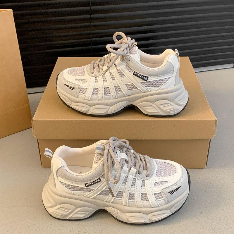 

Lightweight super fire sports casual shoes mesh breathable running shoes women s 2025 spring new thick-soled versatile dad shoes 40 бежевый