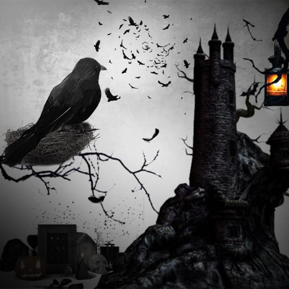 Plastic Simulation Crow With Feather Fake Bird Raven Model Photography Props For Halloween Party Decor