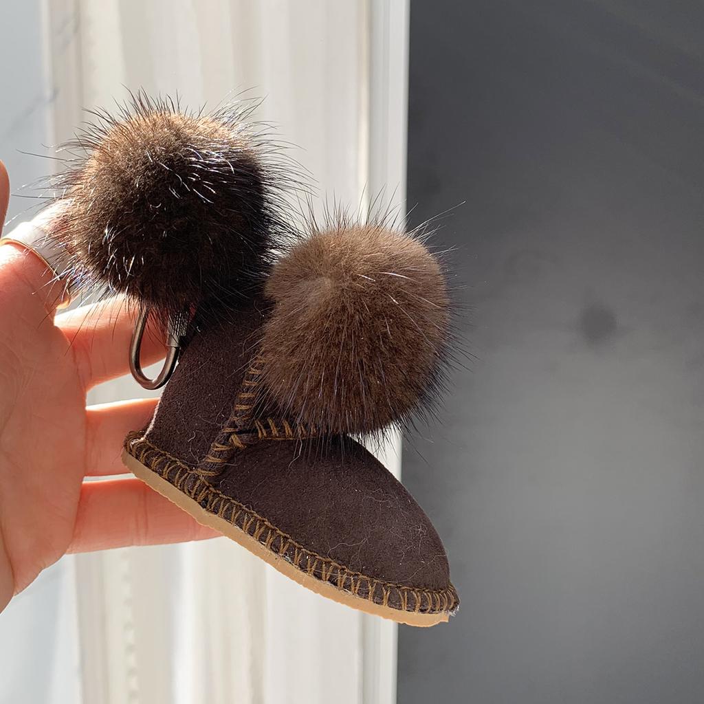 Mink Fur Backpacks Keychains Fluffy Pompom Boot Shoe Keyring Womens Small Hand Bag Charm Keychain Plush Y2k Accessories Trinket