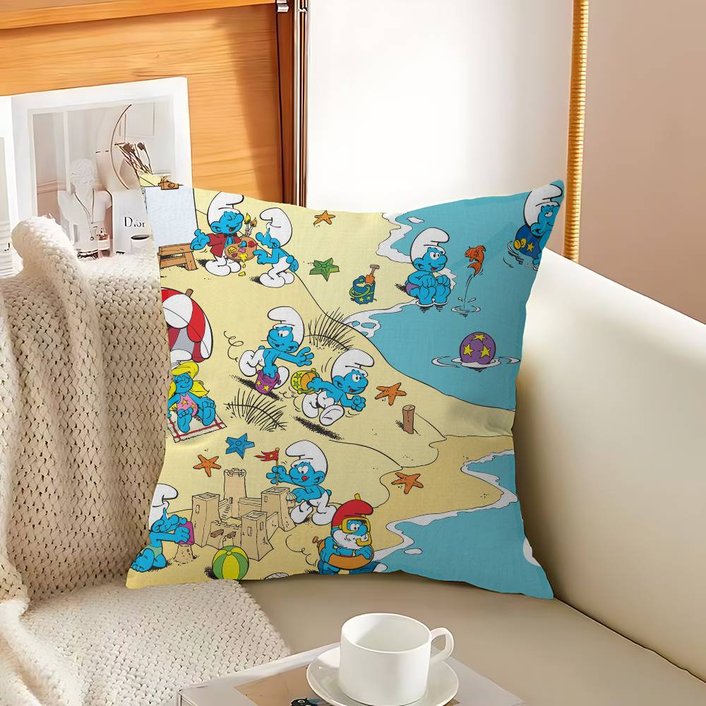 Cartoon Cute S-Smurfs Personalized Pillow Cover Kids Bedroom Wild Party Decor Pillowcase Kid Birthday Shower Gift