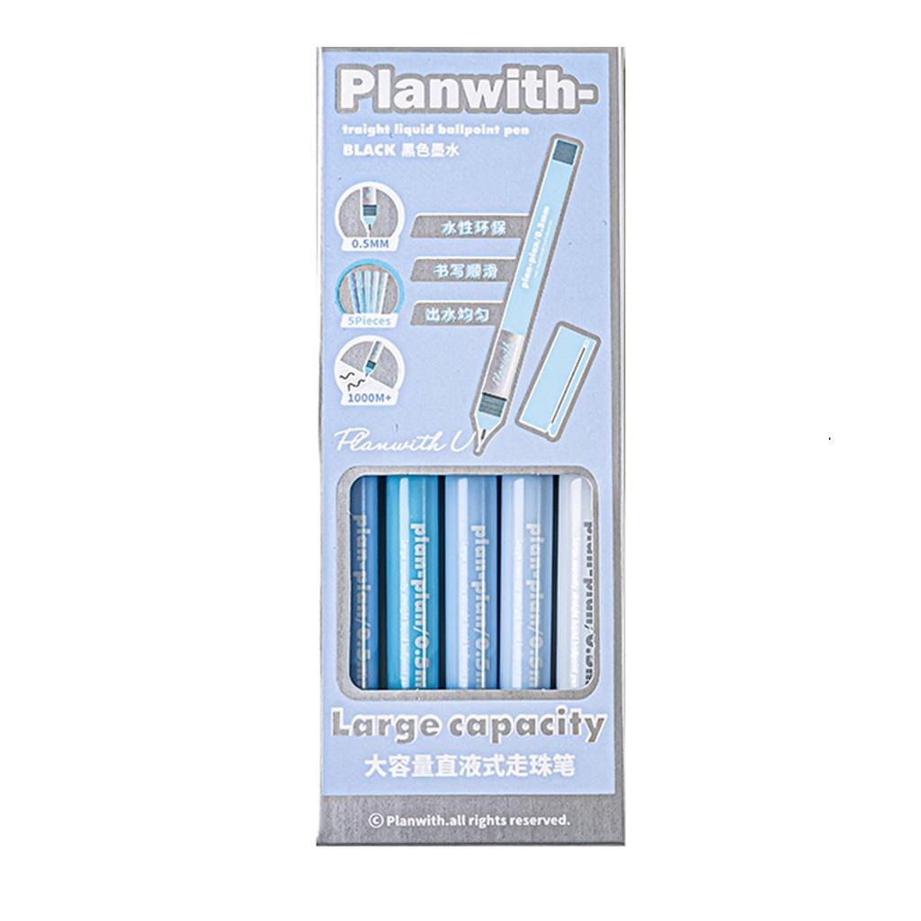 5pcs Endorse Series Gel Pens Set Gradient Color 0.5mm Ballpoint Quick Dry Black Ink for Daily Writing Office