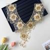 Gold V-Neck Handmade Beads Three-Dimensional Embroidery Flower Cloth Sticker Clothing Cheongsam Dress Decorative Accessories Cloth Sticker Accessories