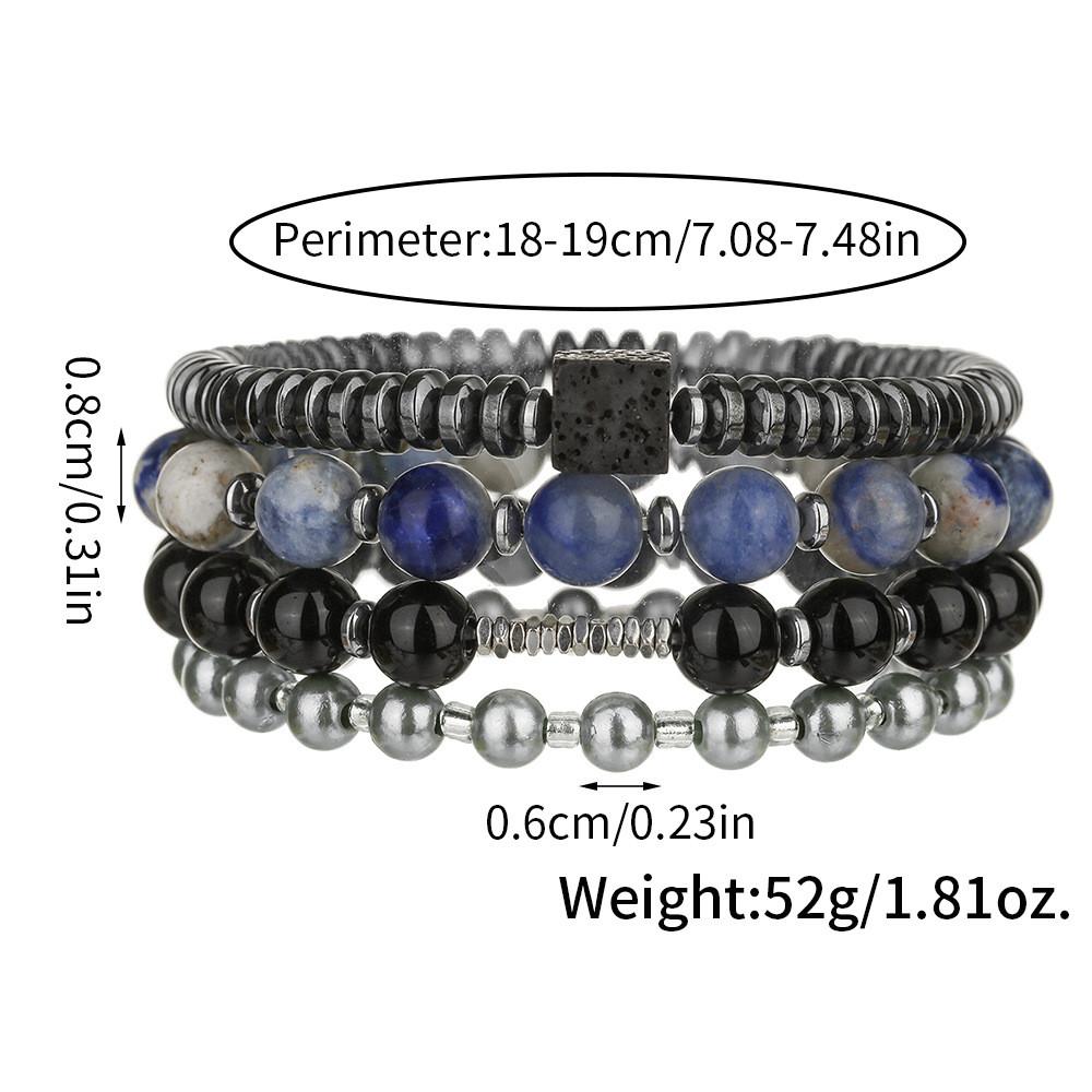 

Mens Black Onyx Geometric Beaded Bracelet With Handmade Design For Fashionable Casual Wear