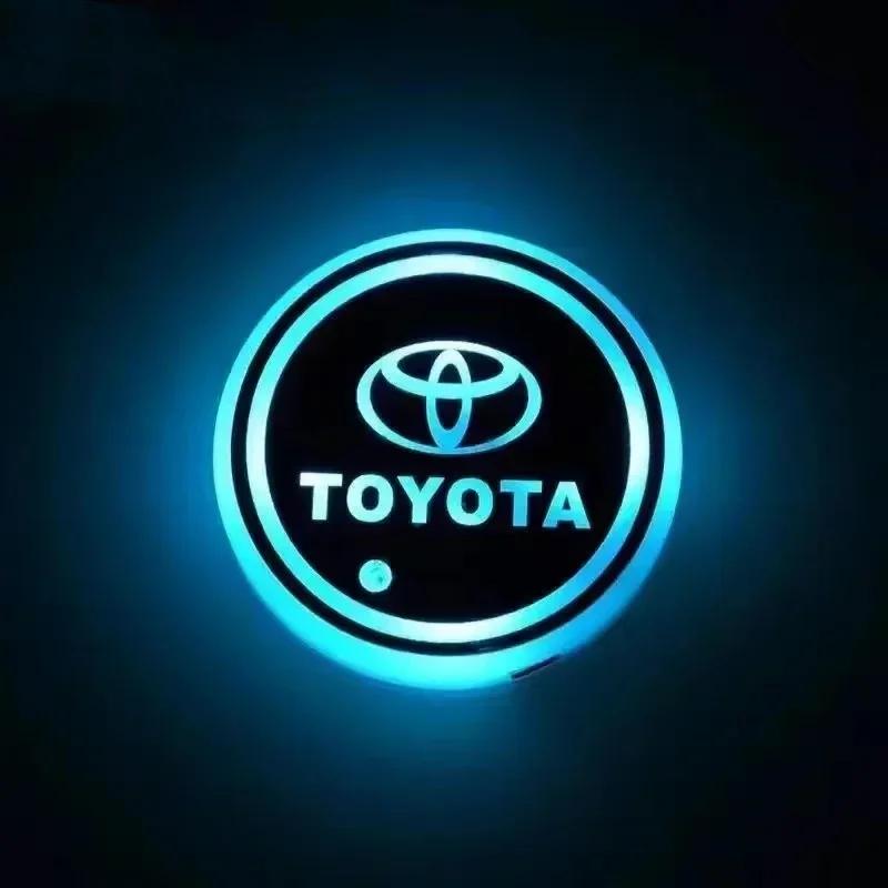 For Toyota S1212PCS Car Water Cup Coaster Holder Led Atmosphere Light Luminous for Toyota Corolla Camry RAV4 Prado Prius Senna HRV CHR Avensis