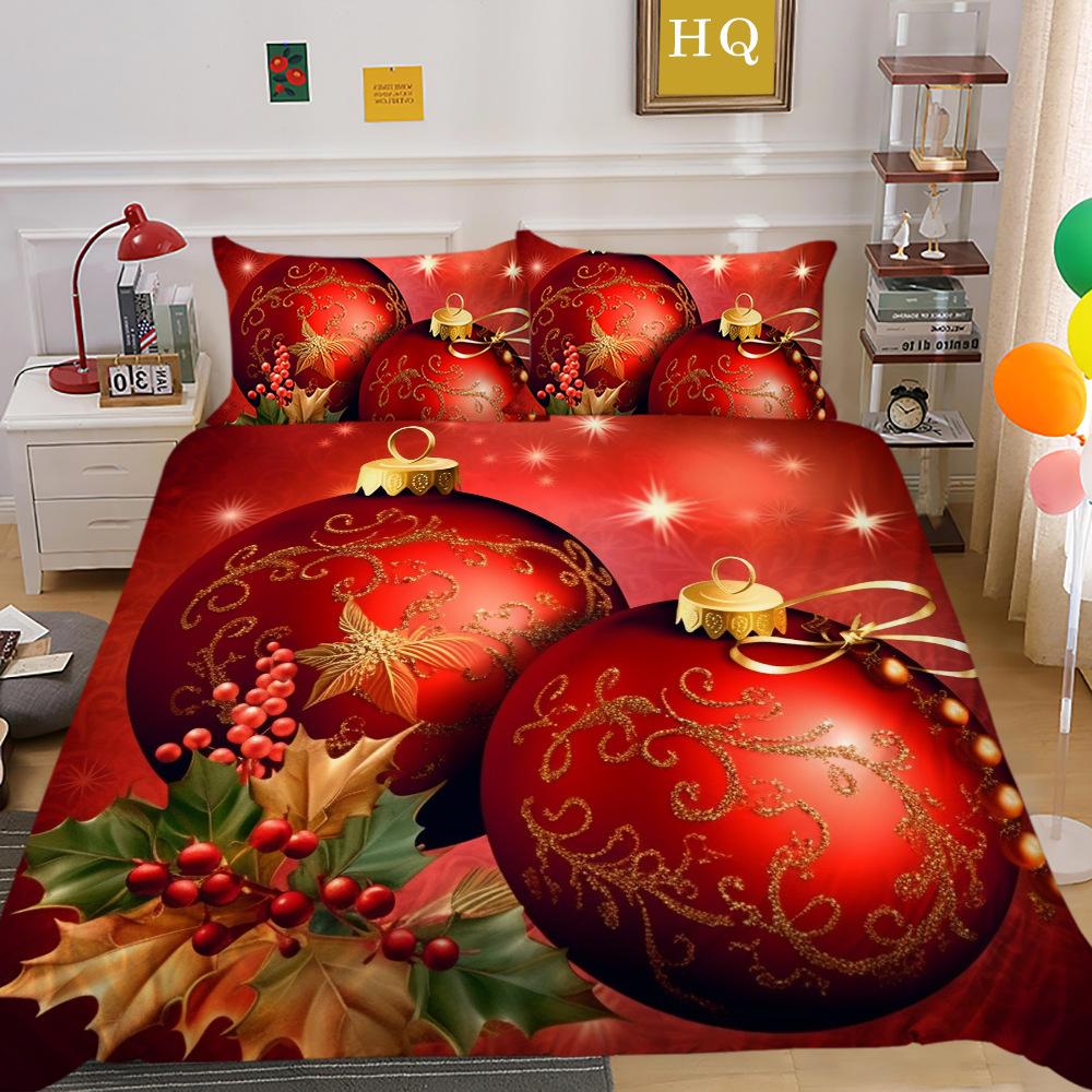 Christmas Digital Printing 3D Printing Polyester Pillowcase Quilt Cover Two Or Three-Piece Set