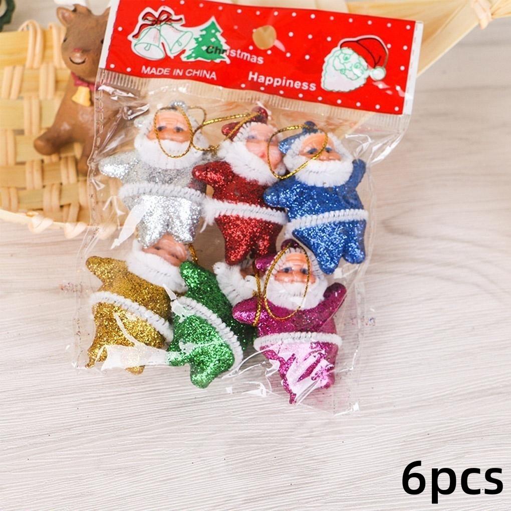 

6 шт./1 набор Рождественские подвесные украшения-капли Разноцветные Санта Клаус Вечеринка Рождественская елка Подвесной декор 6-pcs разноцветный