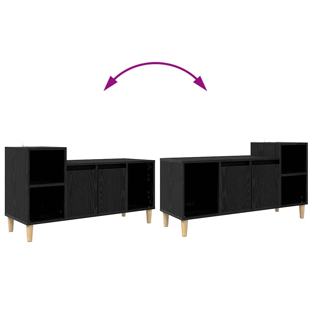 TV Cabinet Black Oak Effect 100 x 35 x 55 cm Particleboard